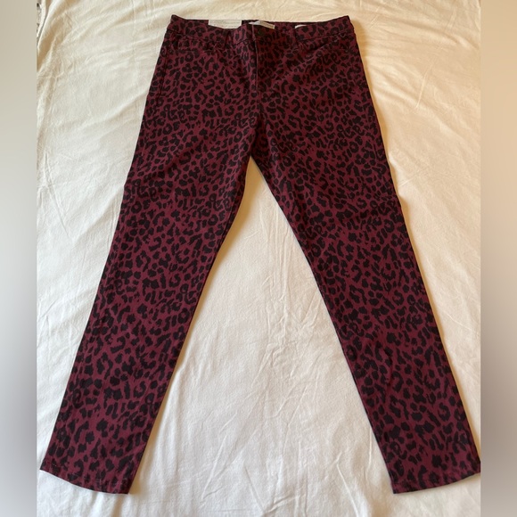 Social Standard by Sanctuary Ankle Skinny “Cheetah” Jeans Size 10 Deep Red NWT - Picture 3 of 10